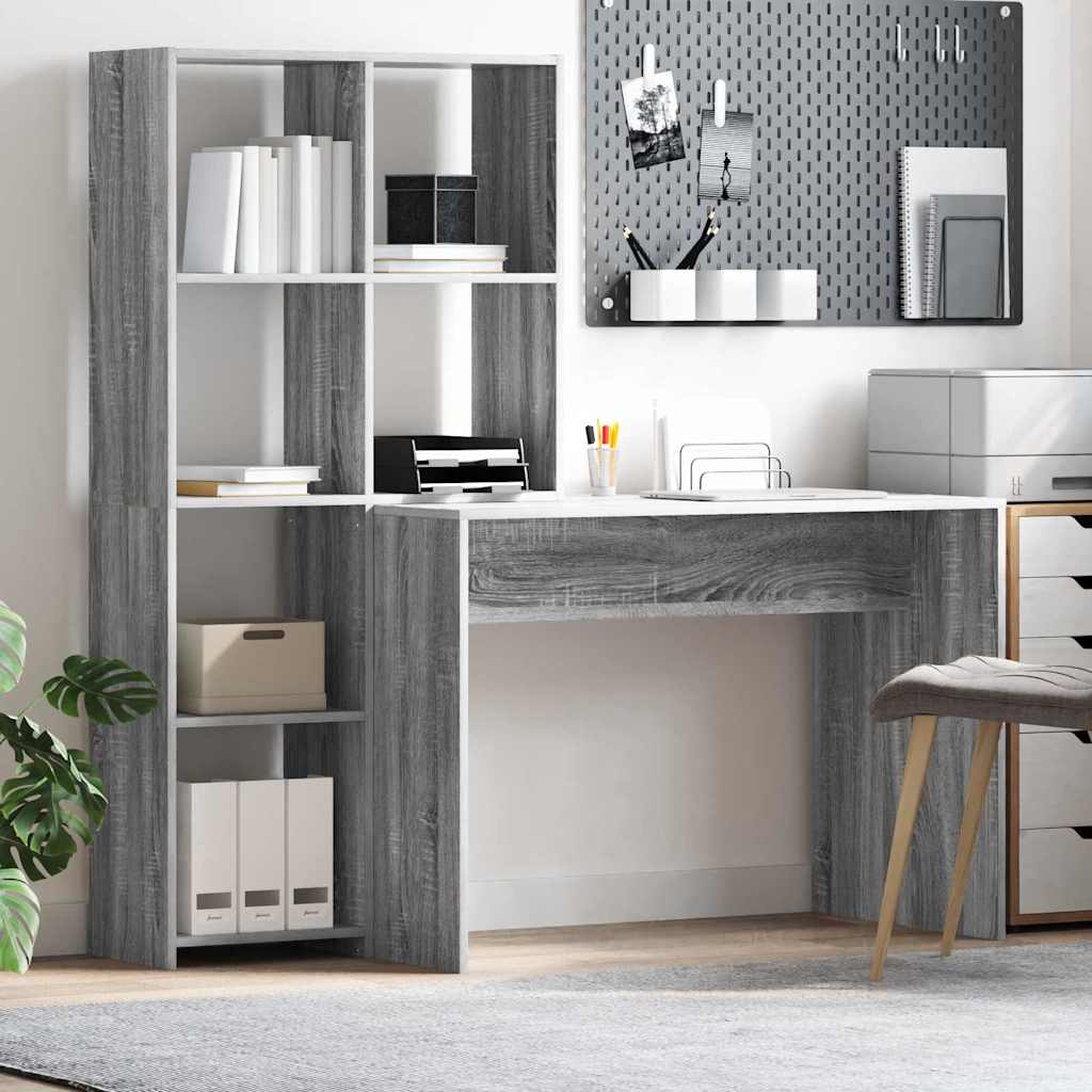 Schreibtisch Sonoma-Grau 138,5 x 55 x 143 cm Holzwerkstoff