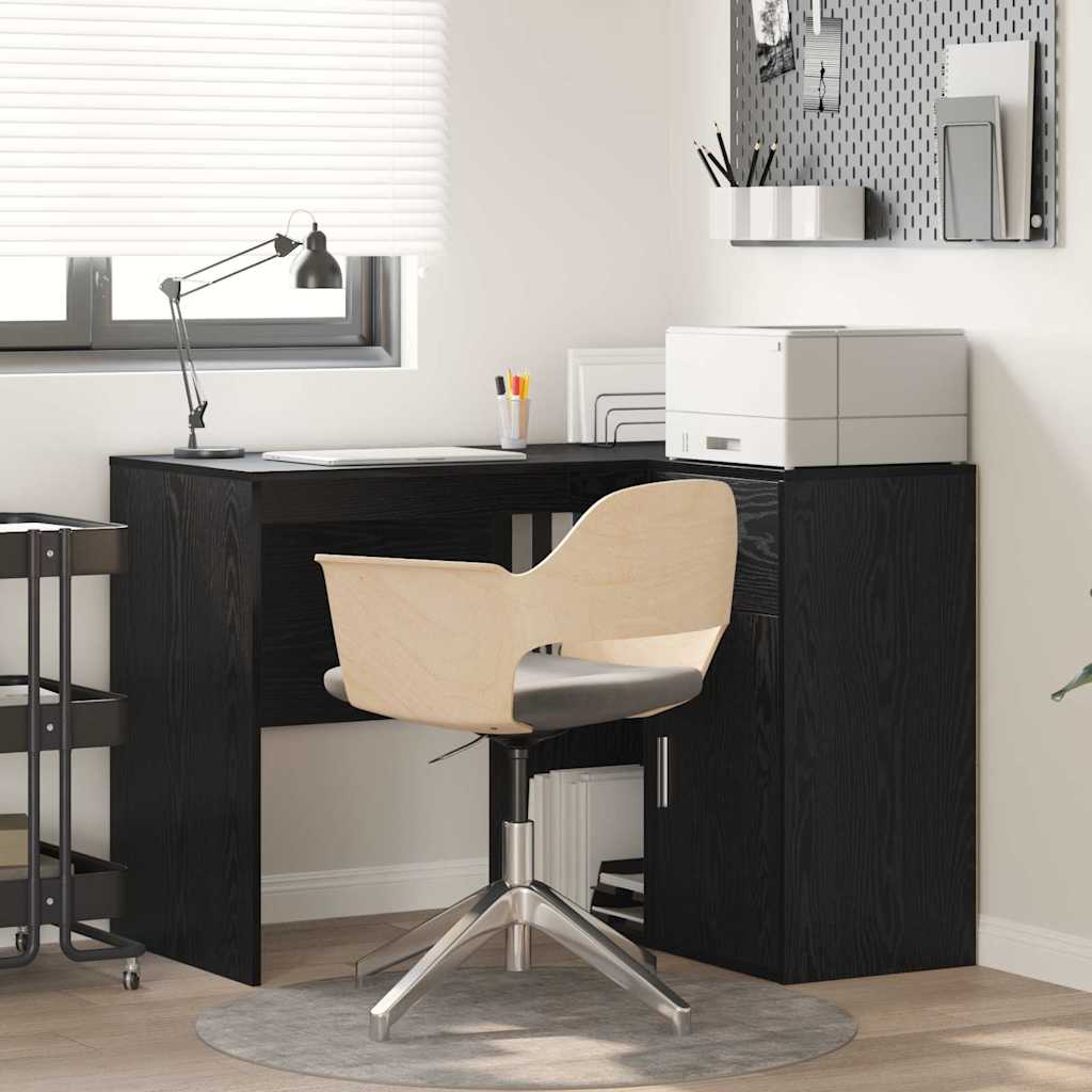 Eck-Schreibtisch mit Tür Schwarz Eichen-Optik 102 x 88 x 75 cm