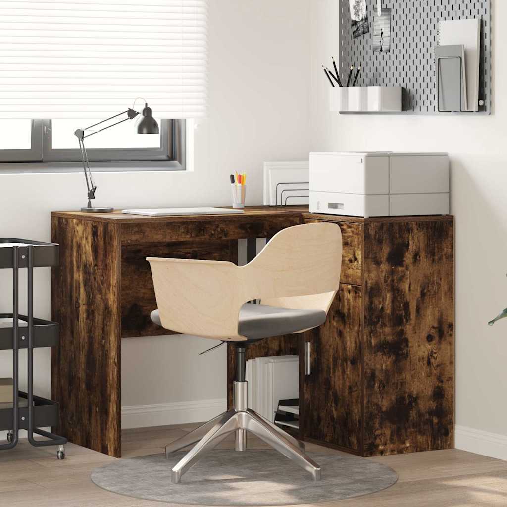 Eck-Schreibtisch mit Schubladen Räuchereiche 102 x 88 x 75 cm
