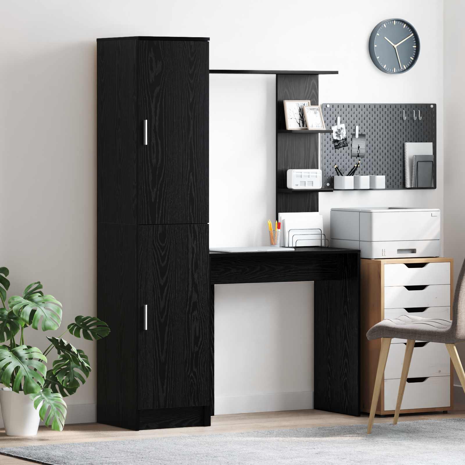 Schreibtisch mit Regal mit Speicher 2 Stk. Schwarz Eichen-Optik