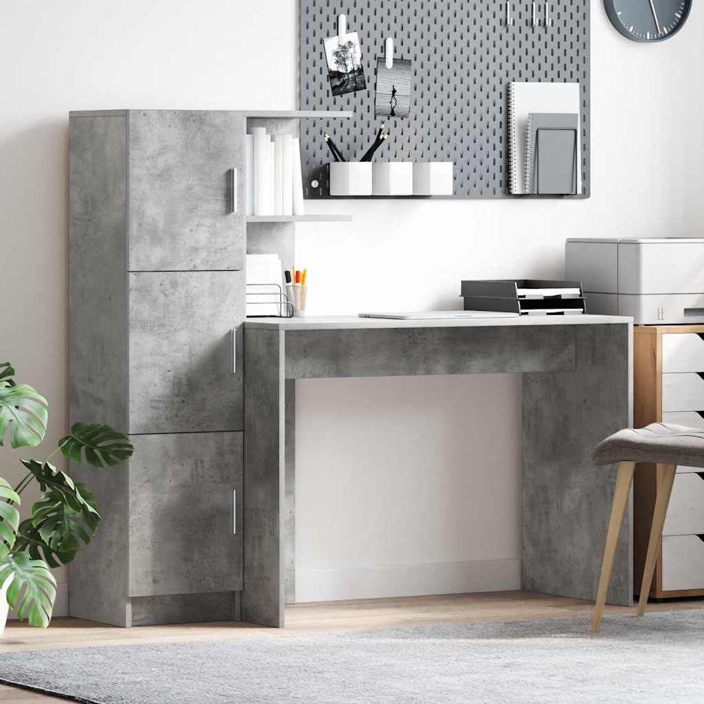Schreibtisch Beton Grau 133,5 x 50 x 124 cm 2 stk.