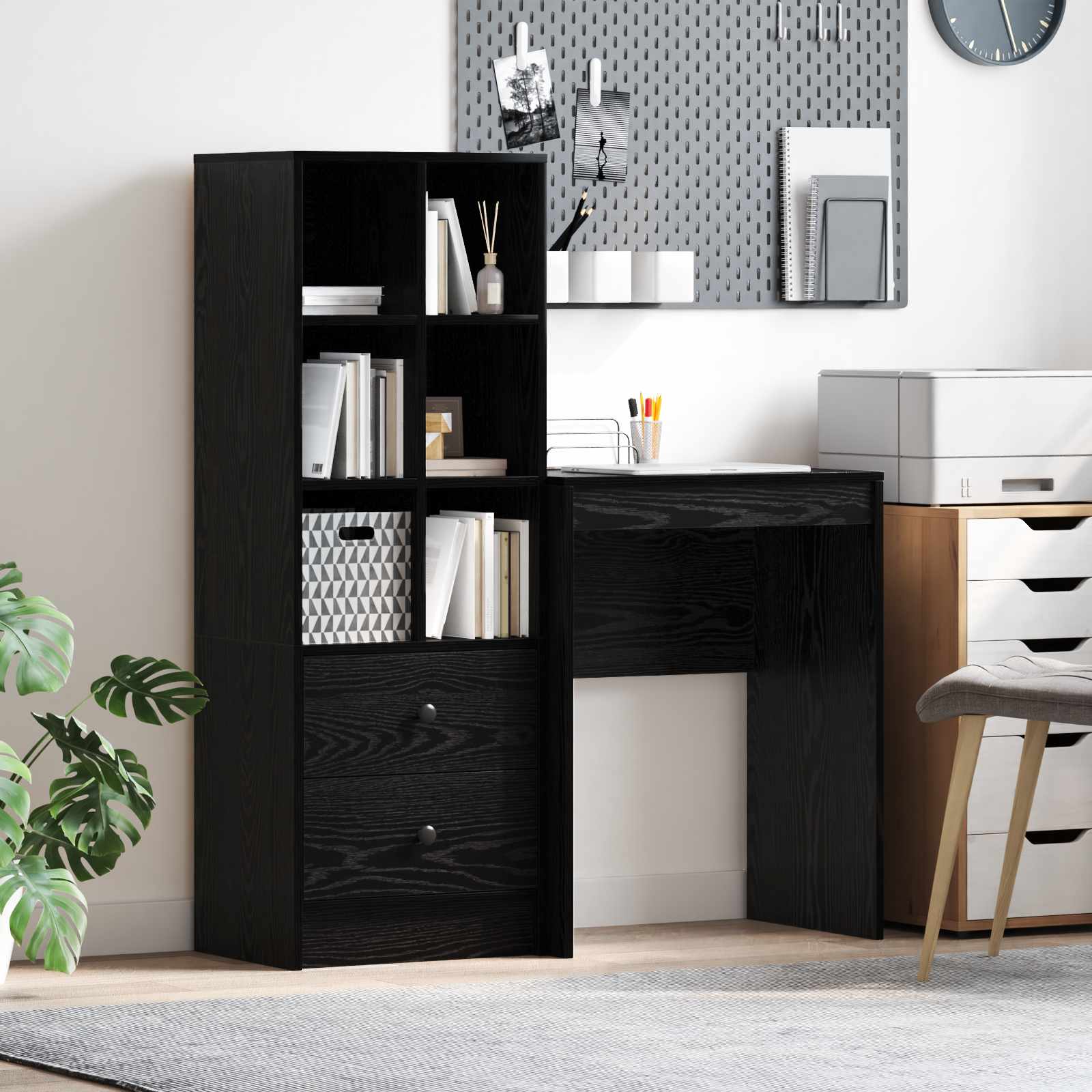 Schreibtisch Schwarz Eichen-Optik 105,5 x 34 x 127 cm 2 stk.