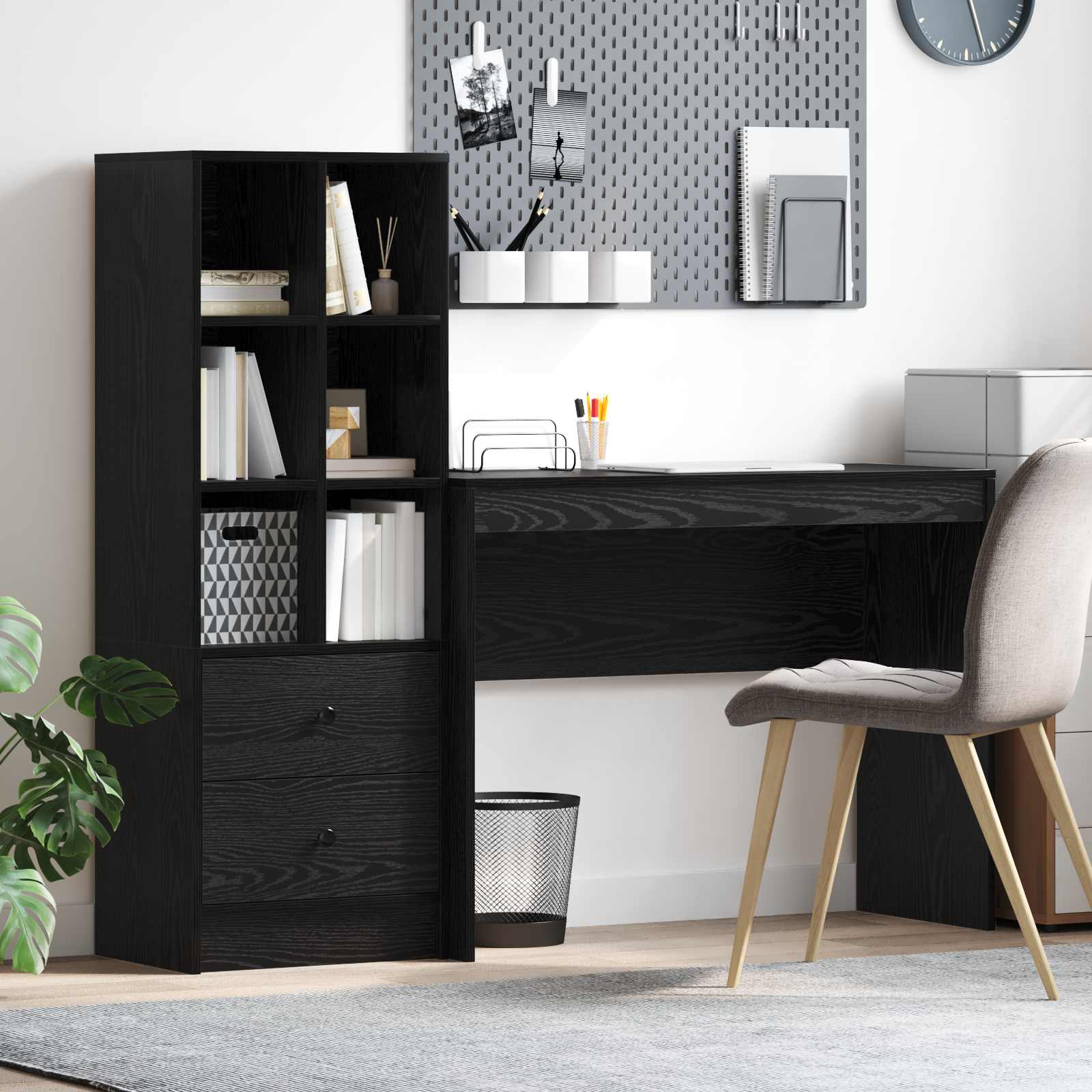 Schreibtisch Schwarz Eichen-Optik 145,5 x 40 x 127 cm 2 stk.