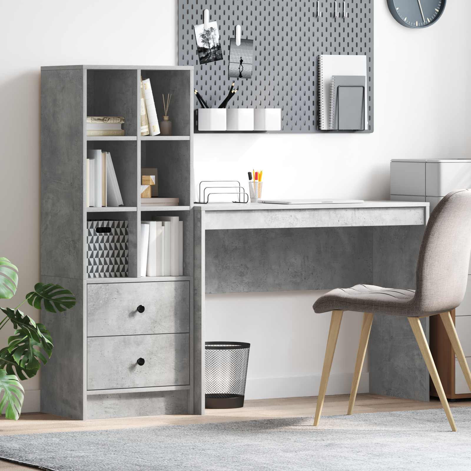 Schreibtisch Beton Grau 145,5 x 40 x 127 cm 2 stk.