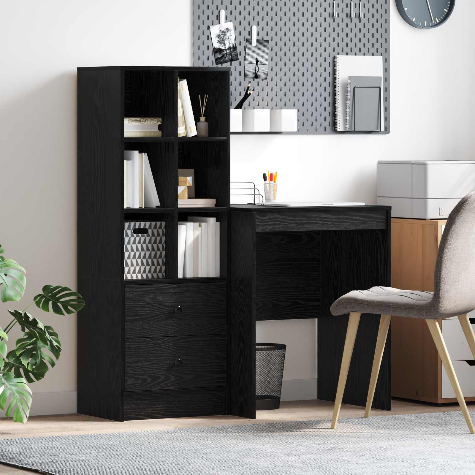 Schreibtisch Schwarz Eichen-Optik 105,5 x 50 x 127 cm 2 stk.