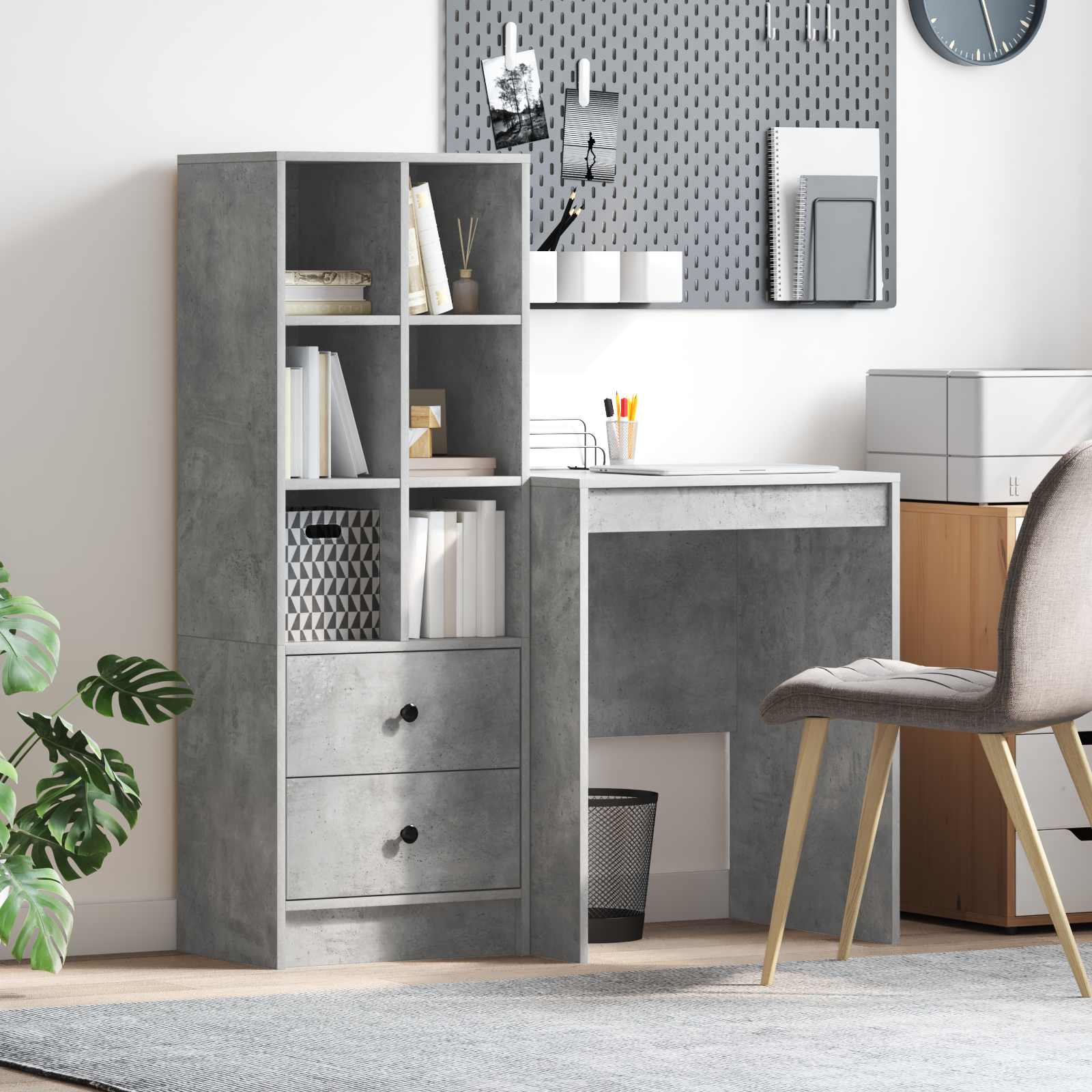 Schreibtisch Beton Grau 105,5 x 50 x 127 cm 2 stk.