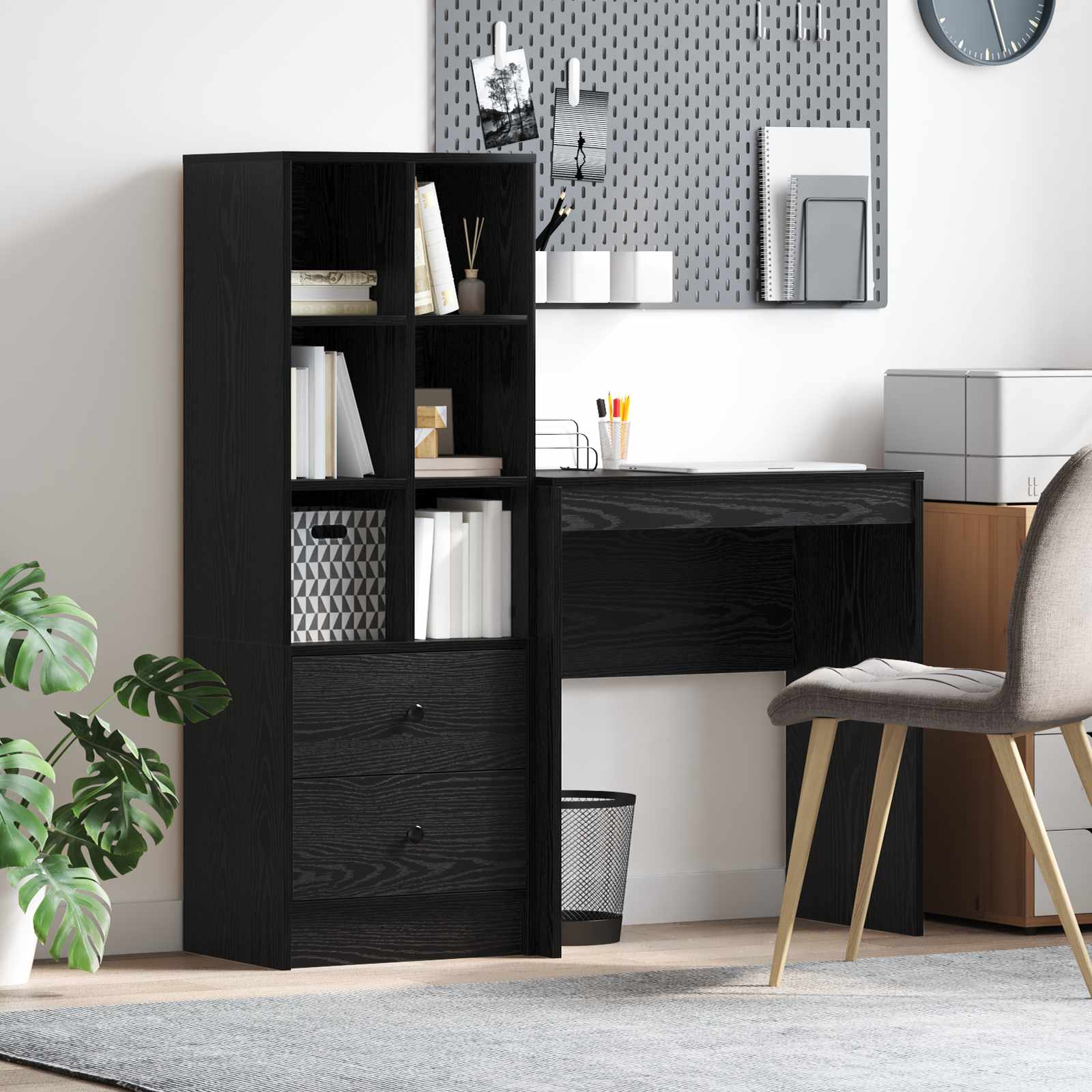 Schreibtisch Schwarz Eichen-Optik 135,5 x 50 x 127 cm 2 stk.