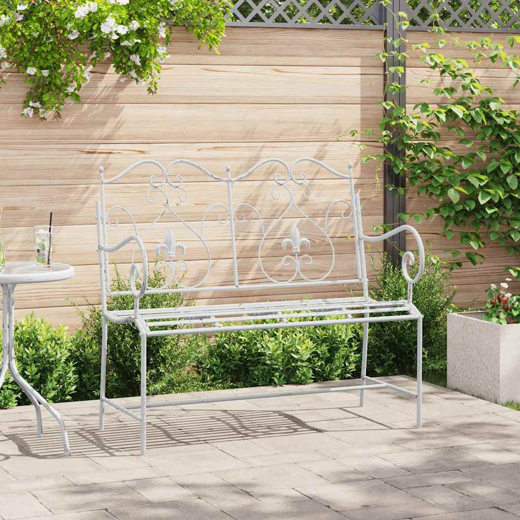 Gartenbank 2 -Seater 104 x 54 x 93 cm Stahl Antik Weiß