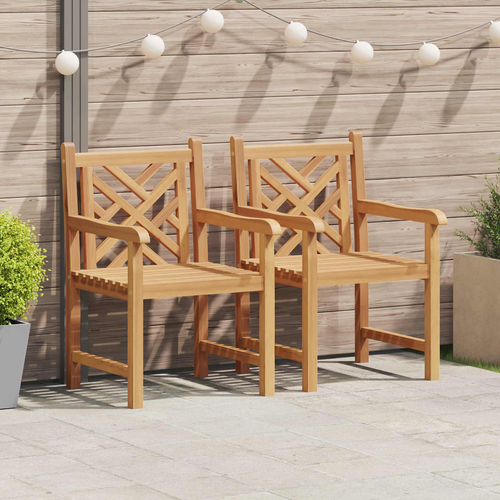 Gartenstuhl 2 stk. Massivholz Teak