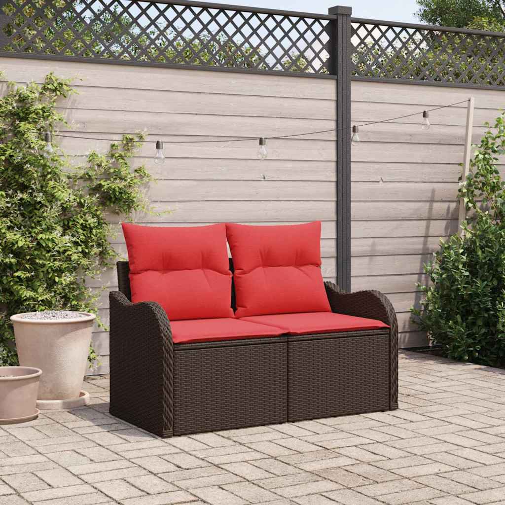 Garten-Sofa mit Kissen 121 x 62 x 69 cm Poly-Rattan