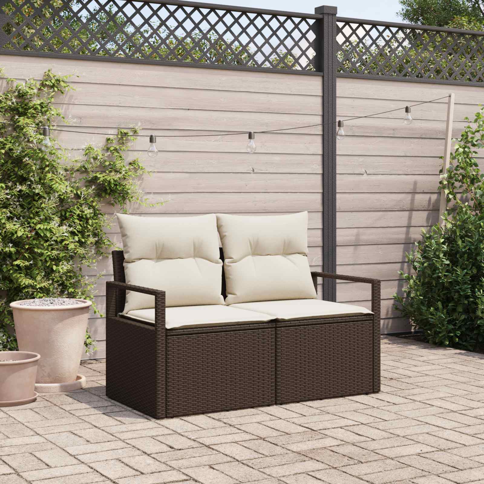 Garten-Sofa mit Kissen 120 x 62 x 69 cm Poly-Rattan
