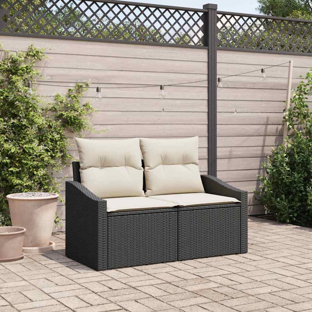 Garten-Sofa mit Kissen 123 x 62 x 69 cm Poly-Rattan