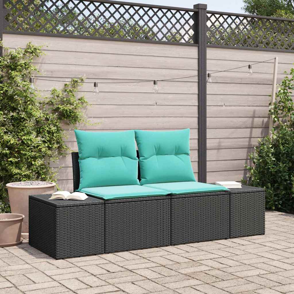 Garten-Sofa mit Kissen 184 x 62 x 69 cm Poly-Rattan