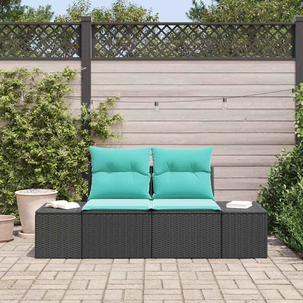 Garten-Sofa mit Kissen 184 x 62 x 69 cm Poly-Rattan