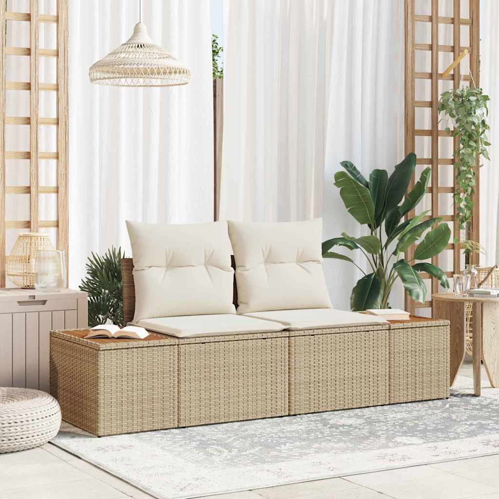 Gartensofa Beige 184 x 62 x 85cm Poly-Rattan