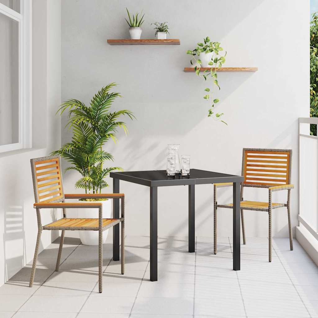 Garten Stapelstühle 2 stk. Grau Massivholz Akazie