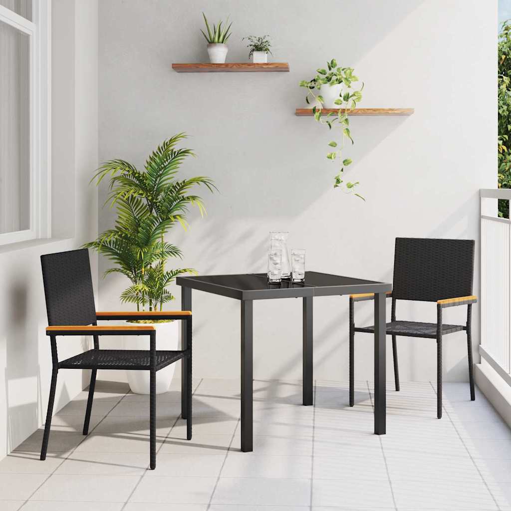 Garten Stapelstühle 2 stk. Schwarz Poly-Rattan