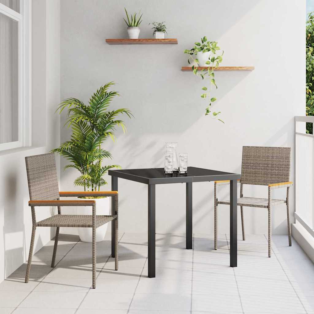 Garten Stapelstühle 2 stk. Grau Poly-Rattan