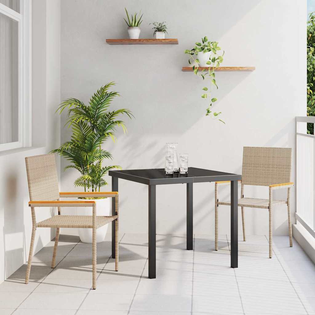 Garten Stapelstühle 2 stk. Beige Poly-Rattan
