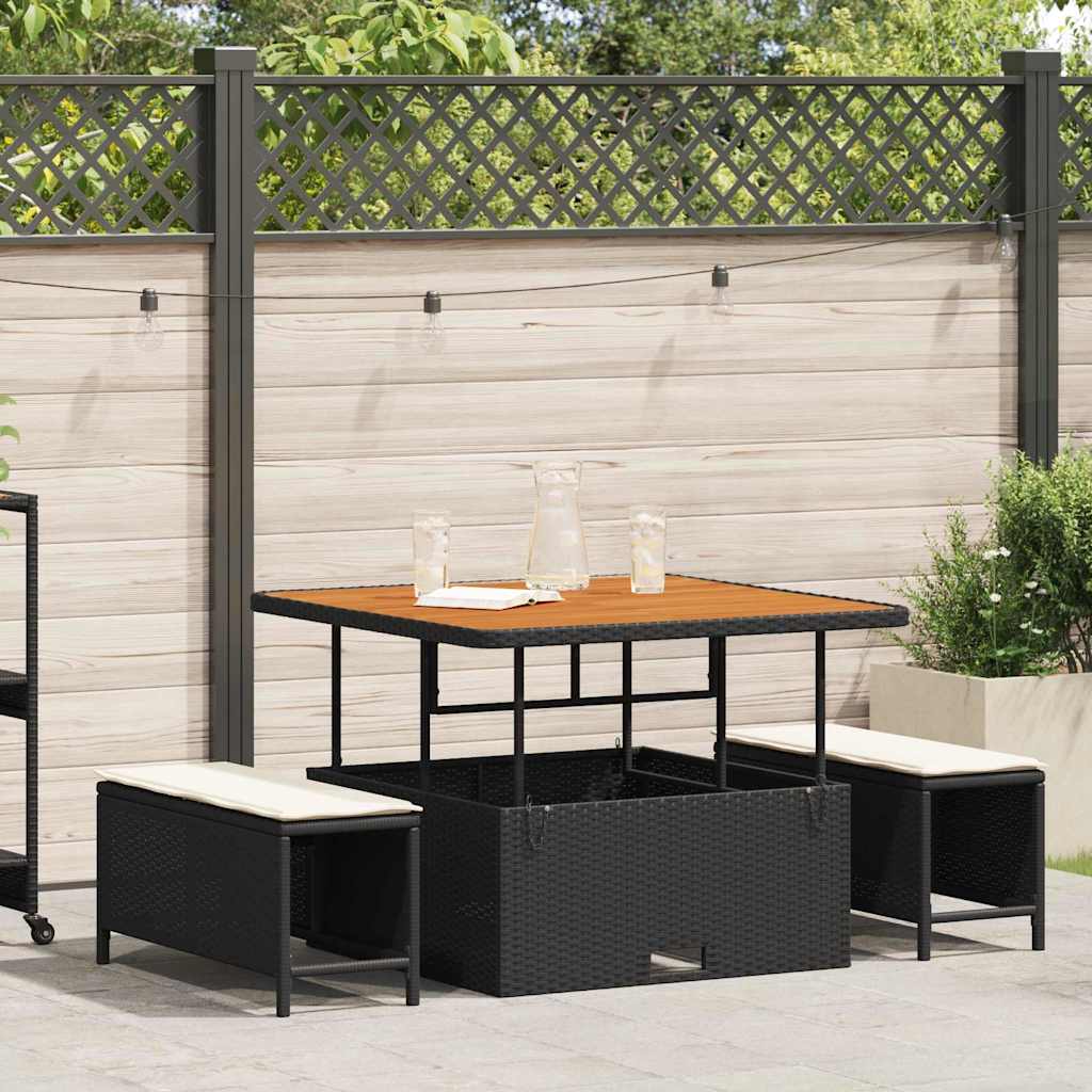 Garten Essgruppe 3 stk. Schwarz Poly-Rattan