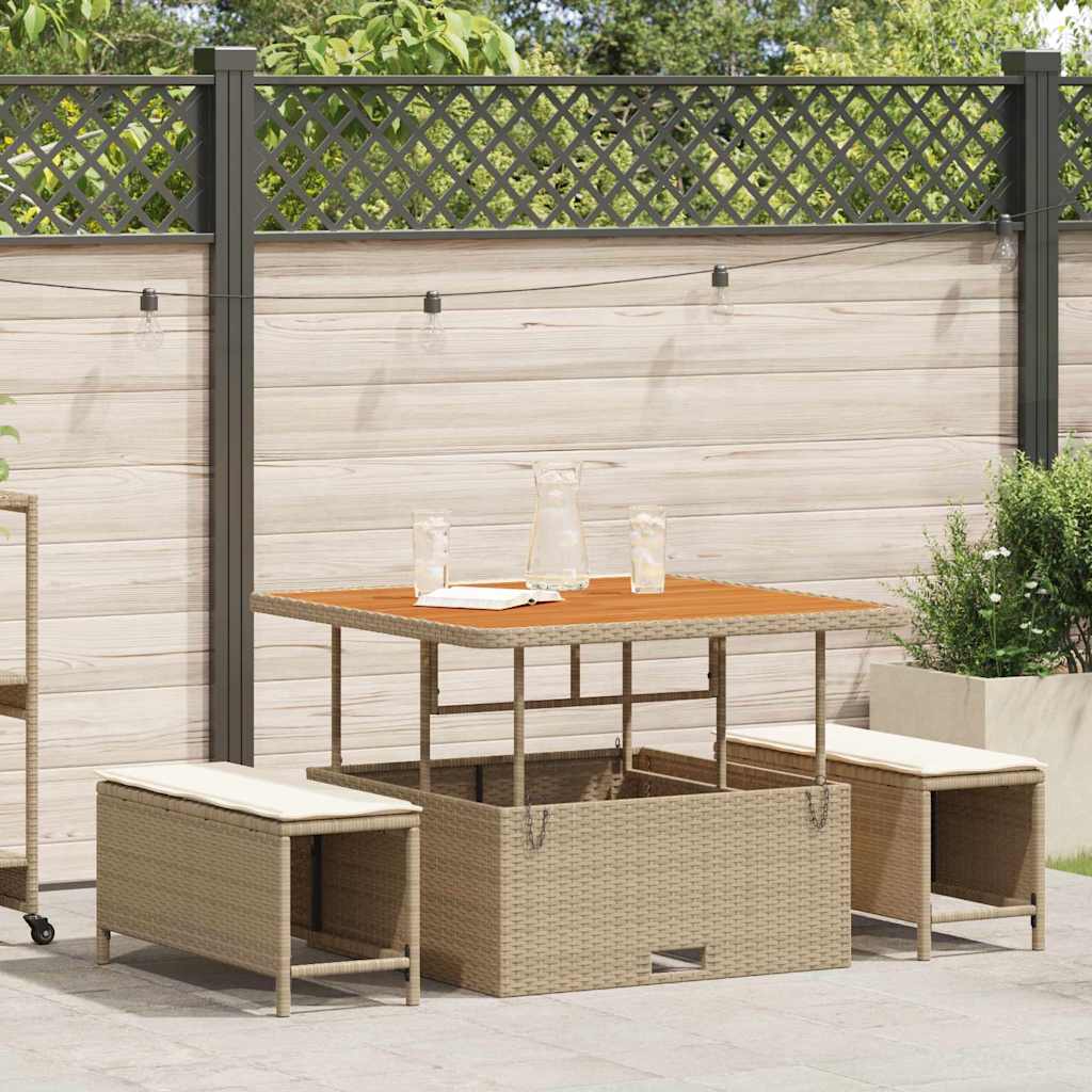 Garten Essgruppe 3 stk. Beige Poly-Rattan