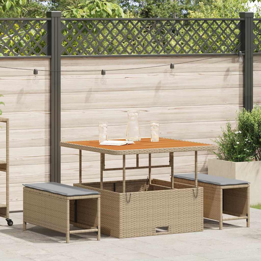 Garten Essgruppe 3 stk. Beige Poly-Rattan