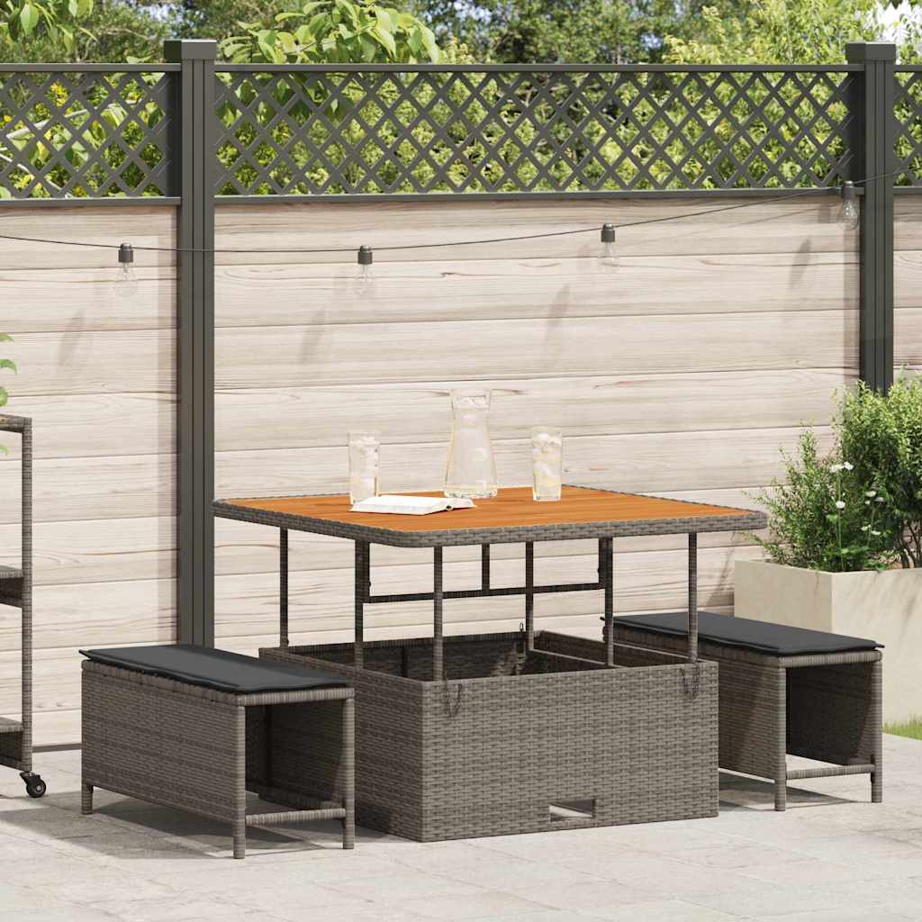 Garten Essgruppe 3 stk. Grau Poly-Rattan