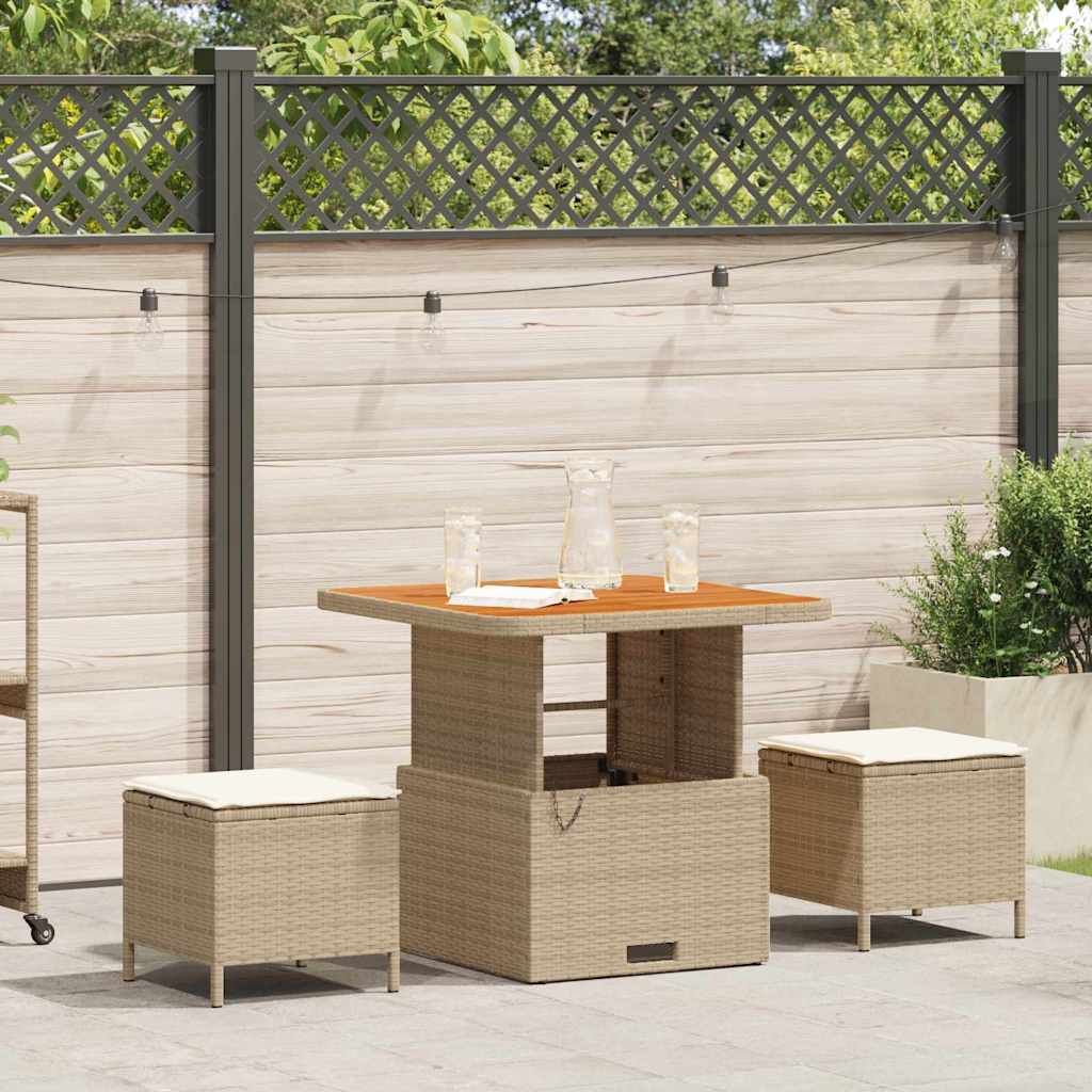 Garten Essgruppe 3 stk. Beige Poly-Rattan