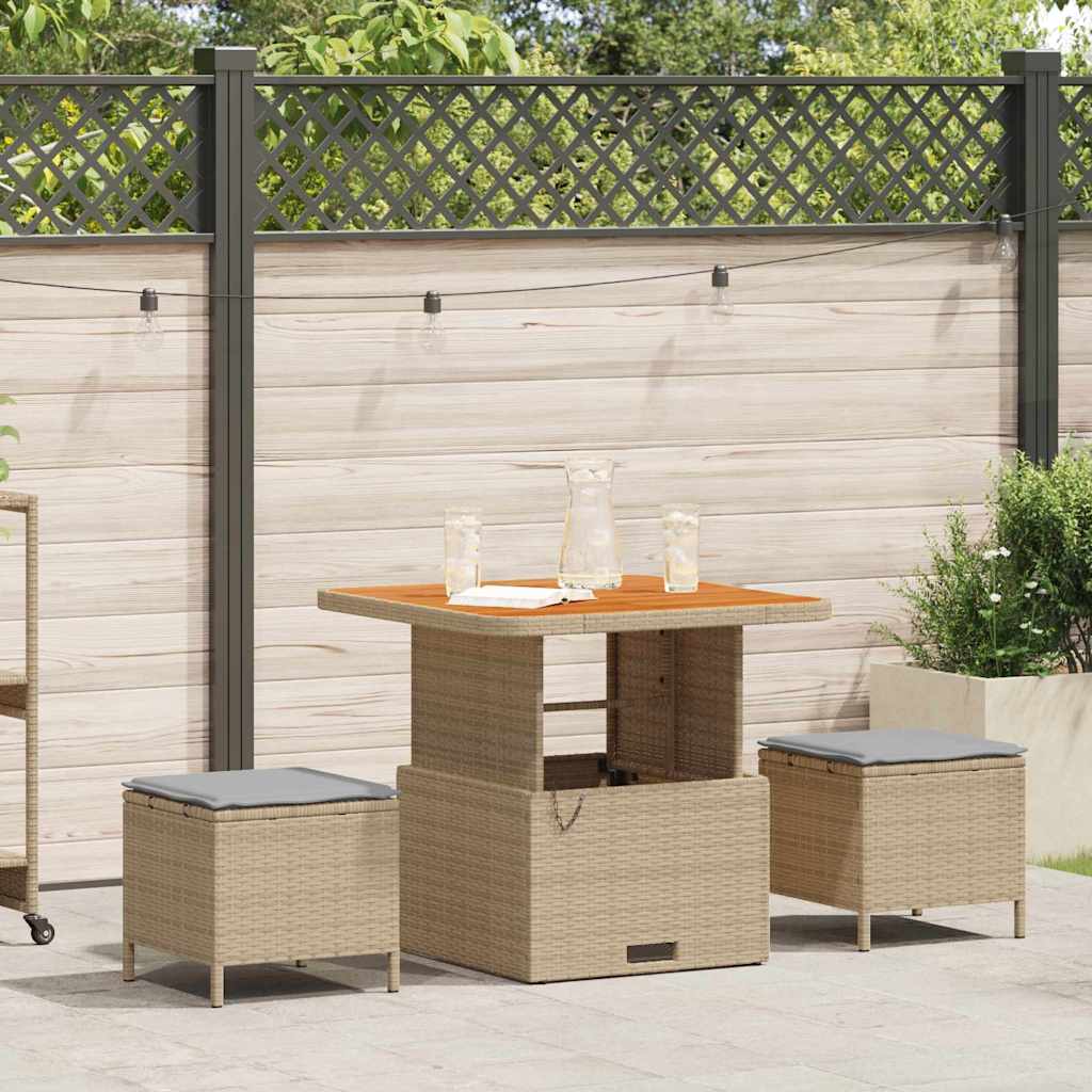 Garten Essgruppe 3 stk. Beige Poly-Rattan