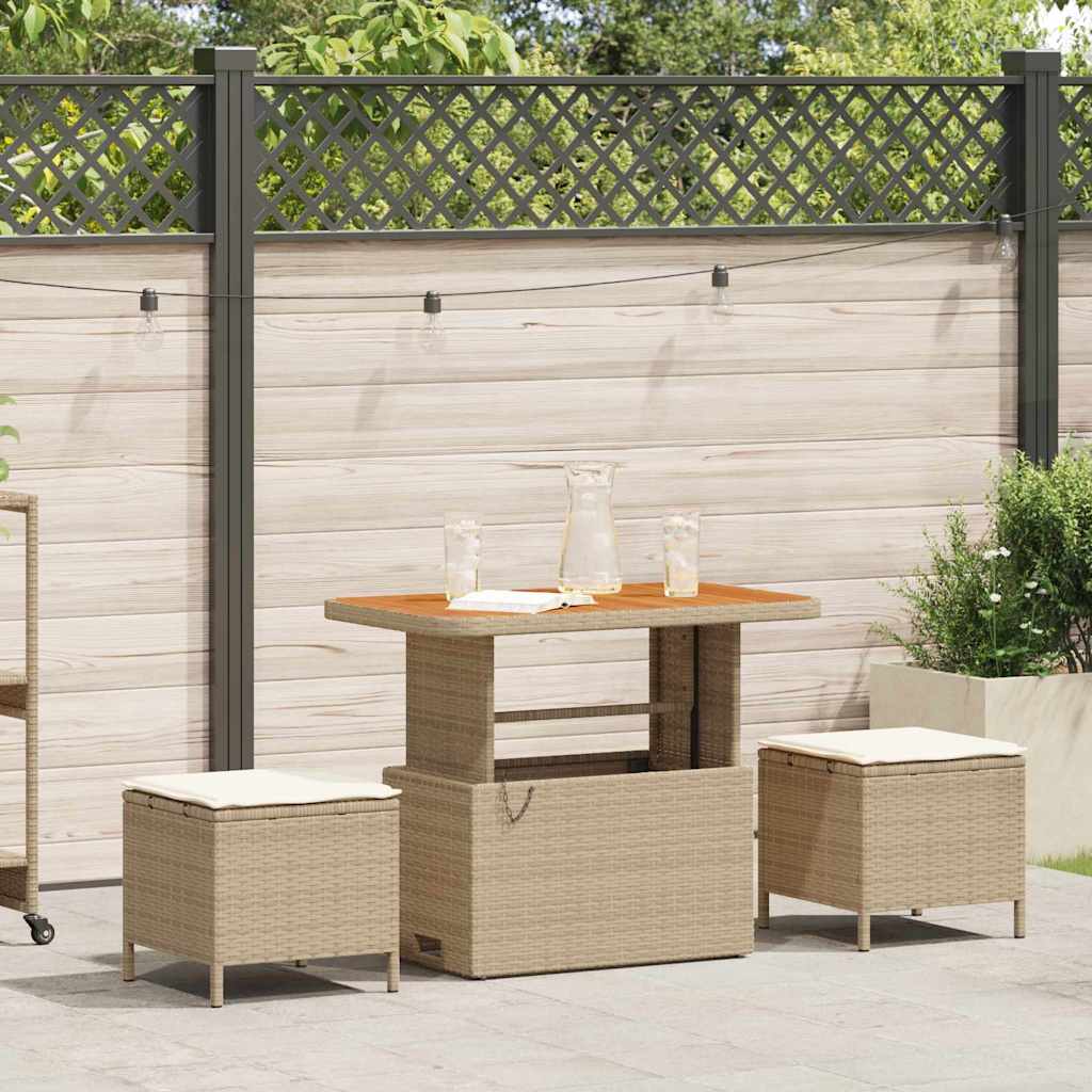 Garten Essgruppe 3 stk. Beige Poly-Rattan