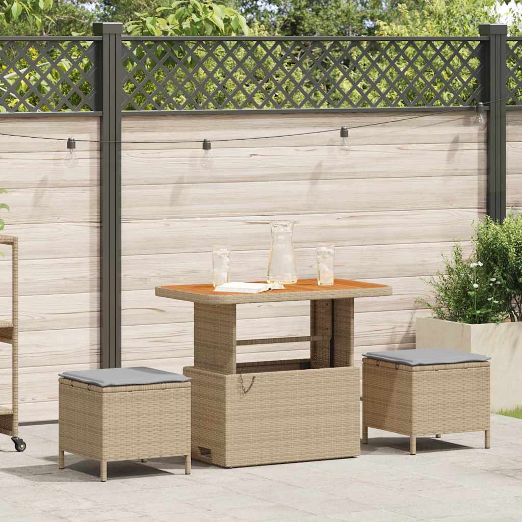 Garten Essgruppe 3 stk. Beige Poly-Rattan