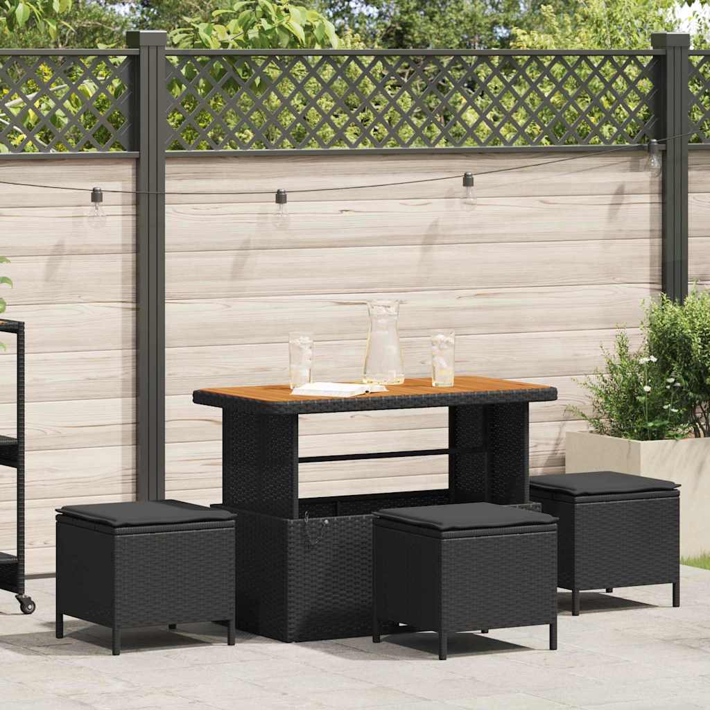 Garten Essgruppe 4 stk. Schwarz Poly-Rattan