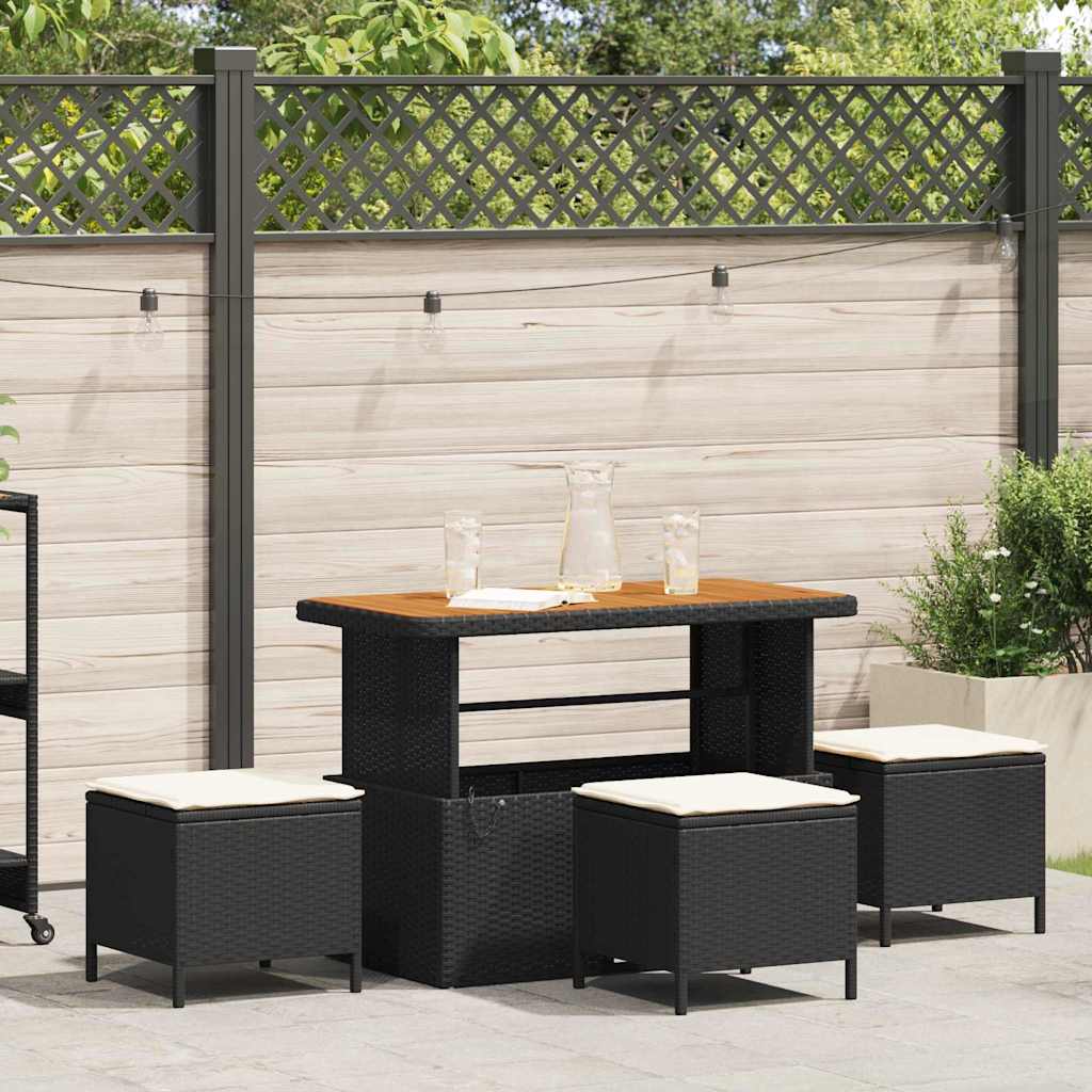 Garten Essgruppe 4 stk. Schwarz Poly-Rattan