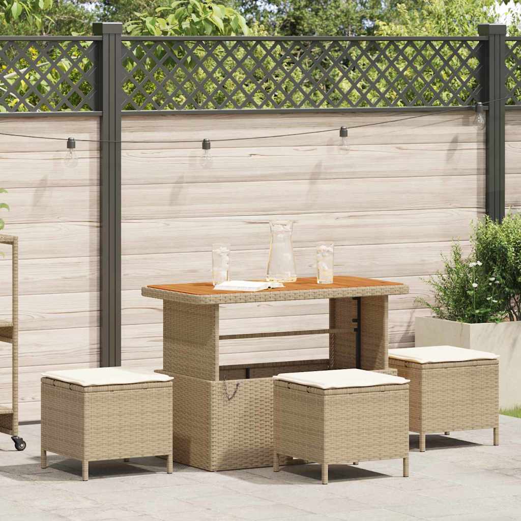 Garten Essgruppe 4 stk. Beige Poly-Rattan