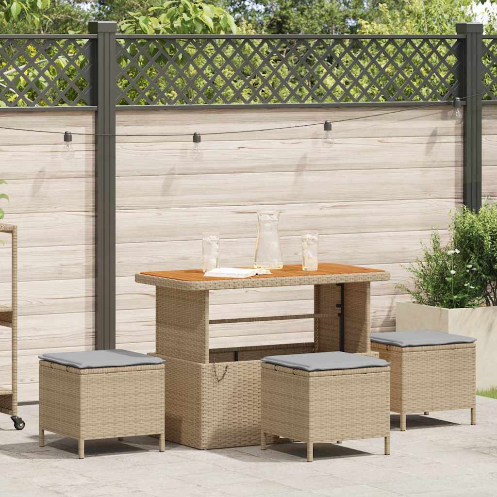 Garten Essgruppe 4 stk. Beige Poly-Rattan