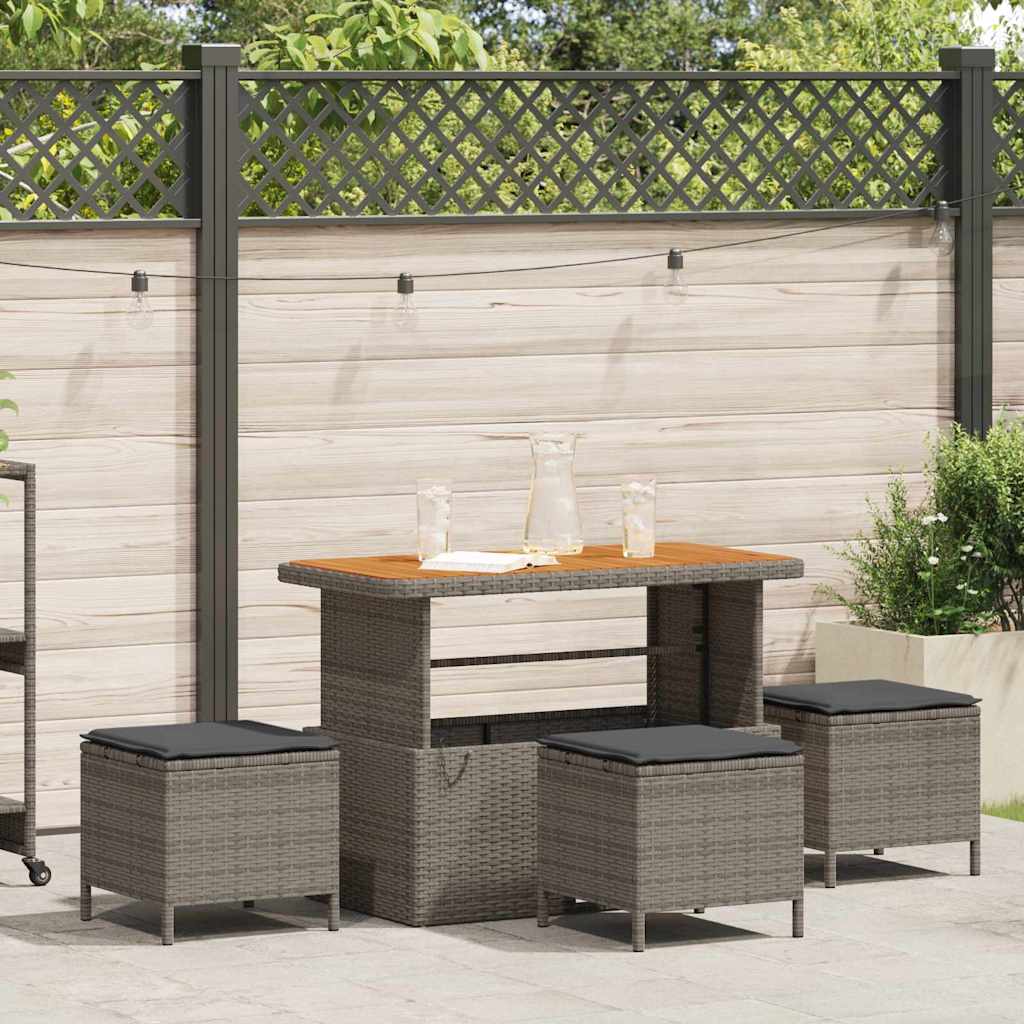 Garten Essgruppe 4 stk. Grau Poly-Rattan