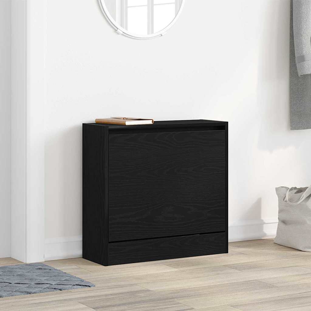 Schuhschrank 60 x 21 x 57 cm Holzwerkstoff Schwarz Eichen-Optik