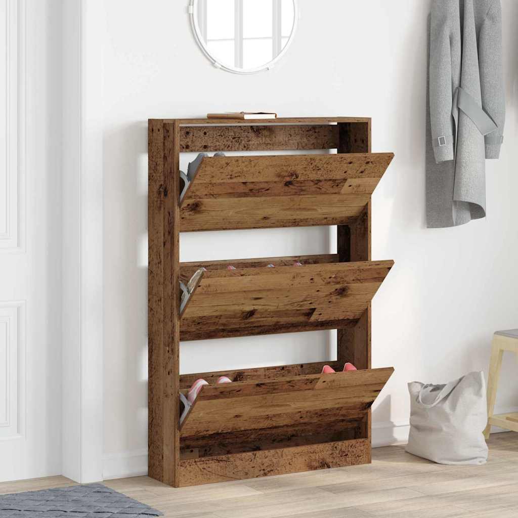 Schuhschrank 80 x 21 x 125,5 cm Holzwerkstoff Altholz
