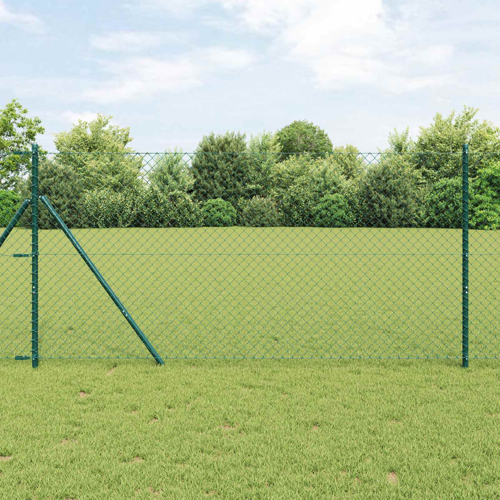 Maschendrahtzaun 10 x 1,6 m Stahl Grün