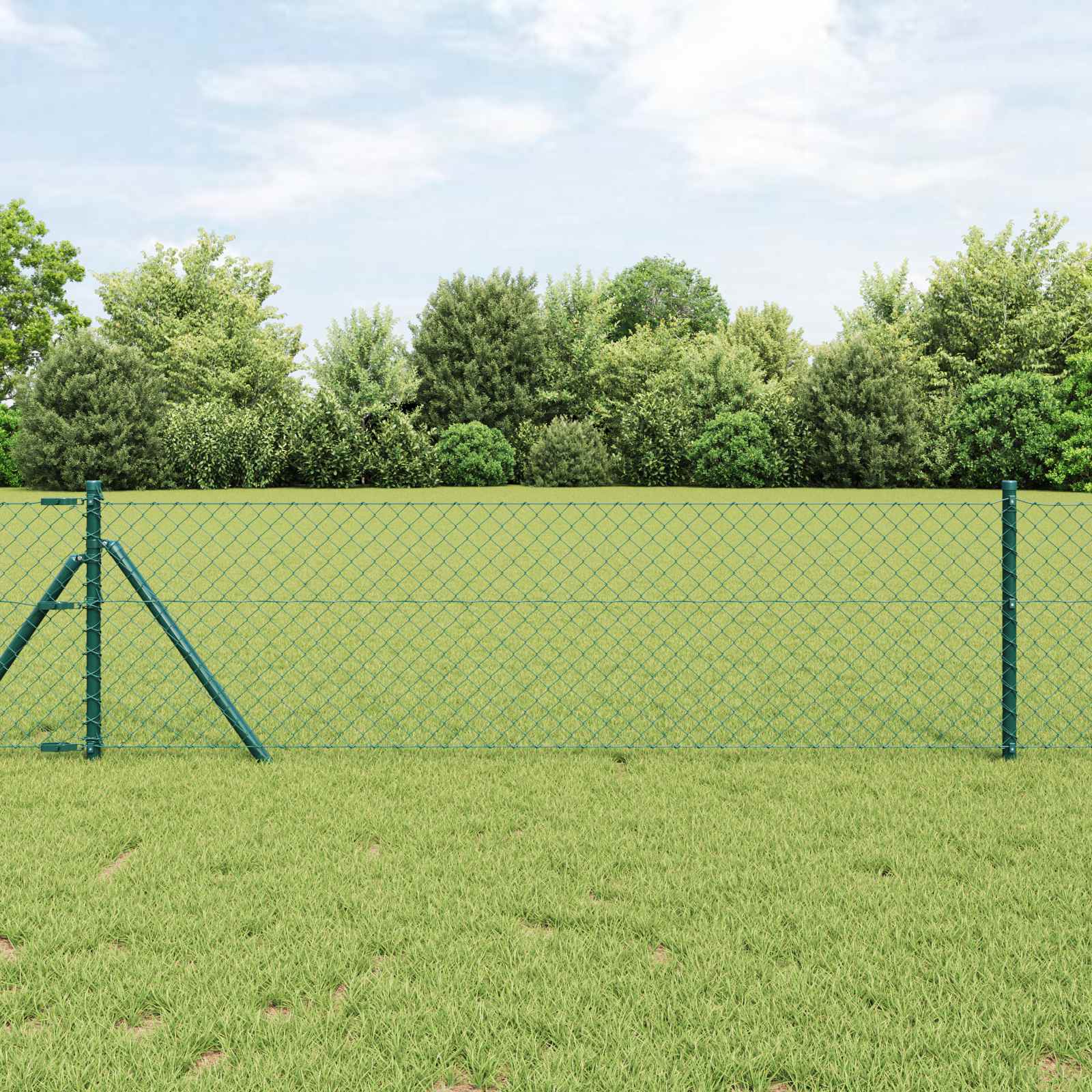 Maschendrahtzaun 25 x 0,8 m Stahl Grün