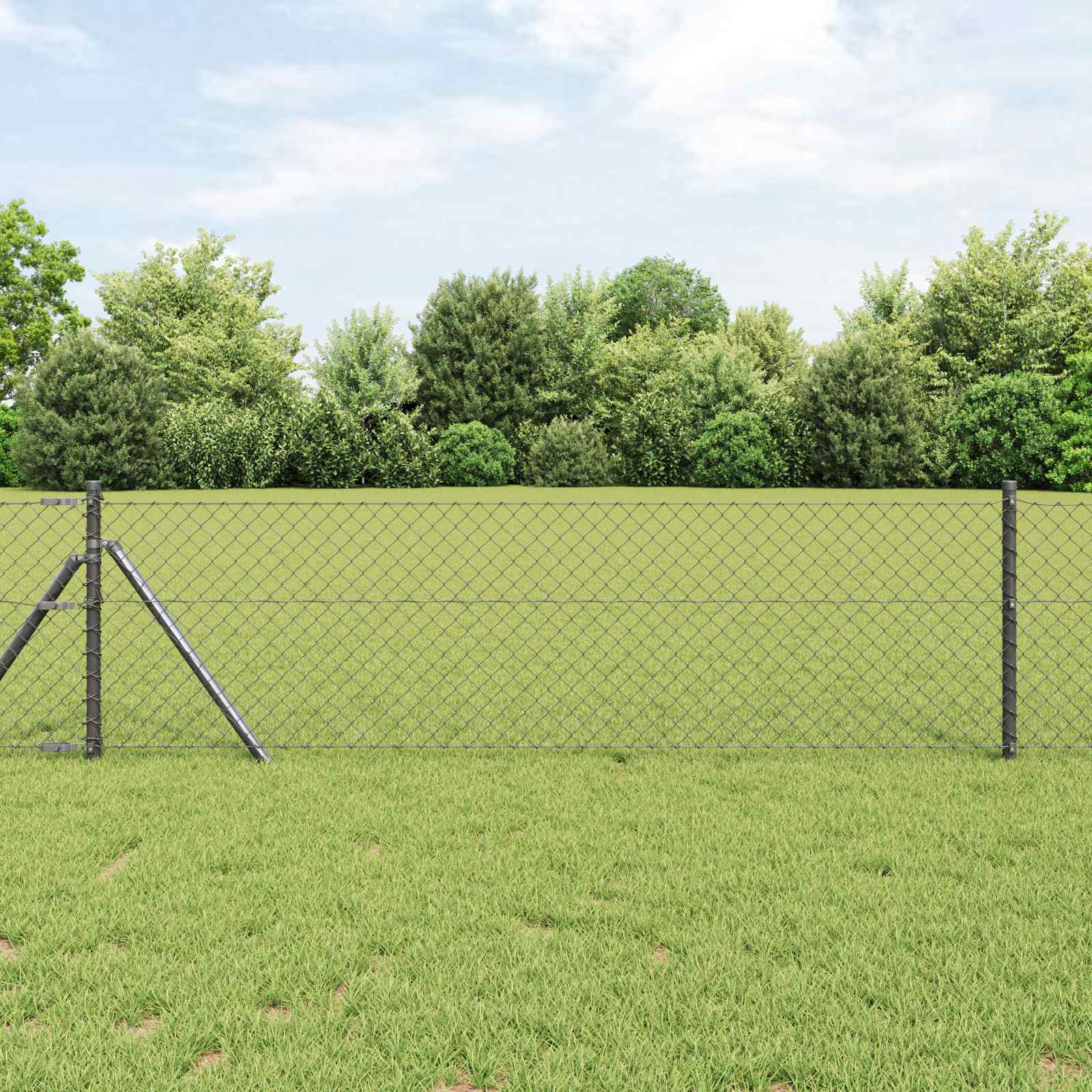 Maschendrahtzaun 10 x 0,8 m Stahl Grau