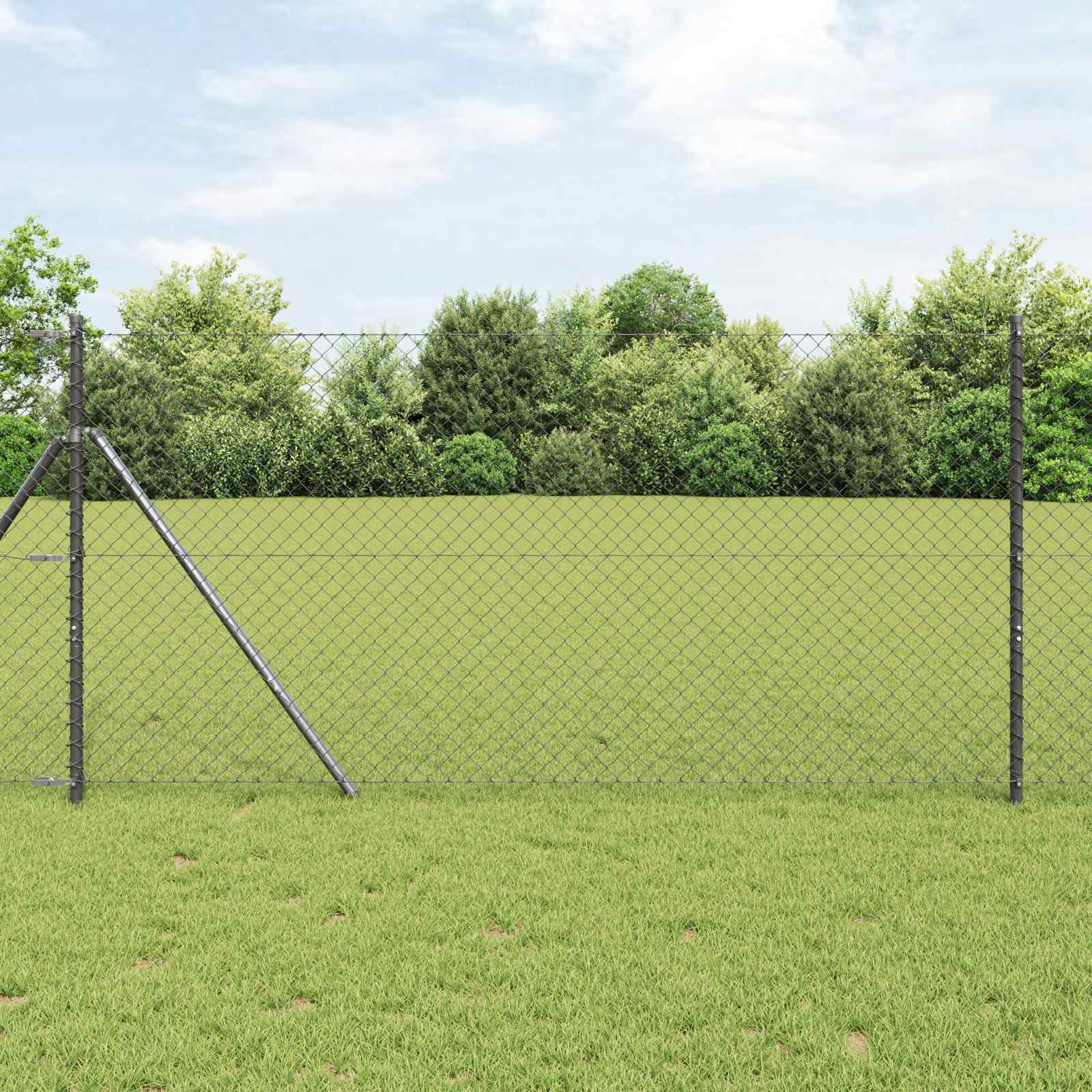 Maschendrahtzaun 10 x 1,4 m Stahl Grau