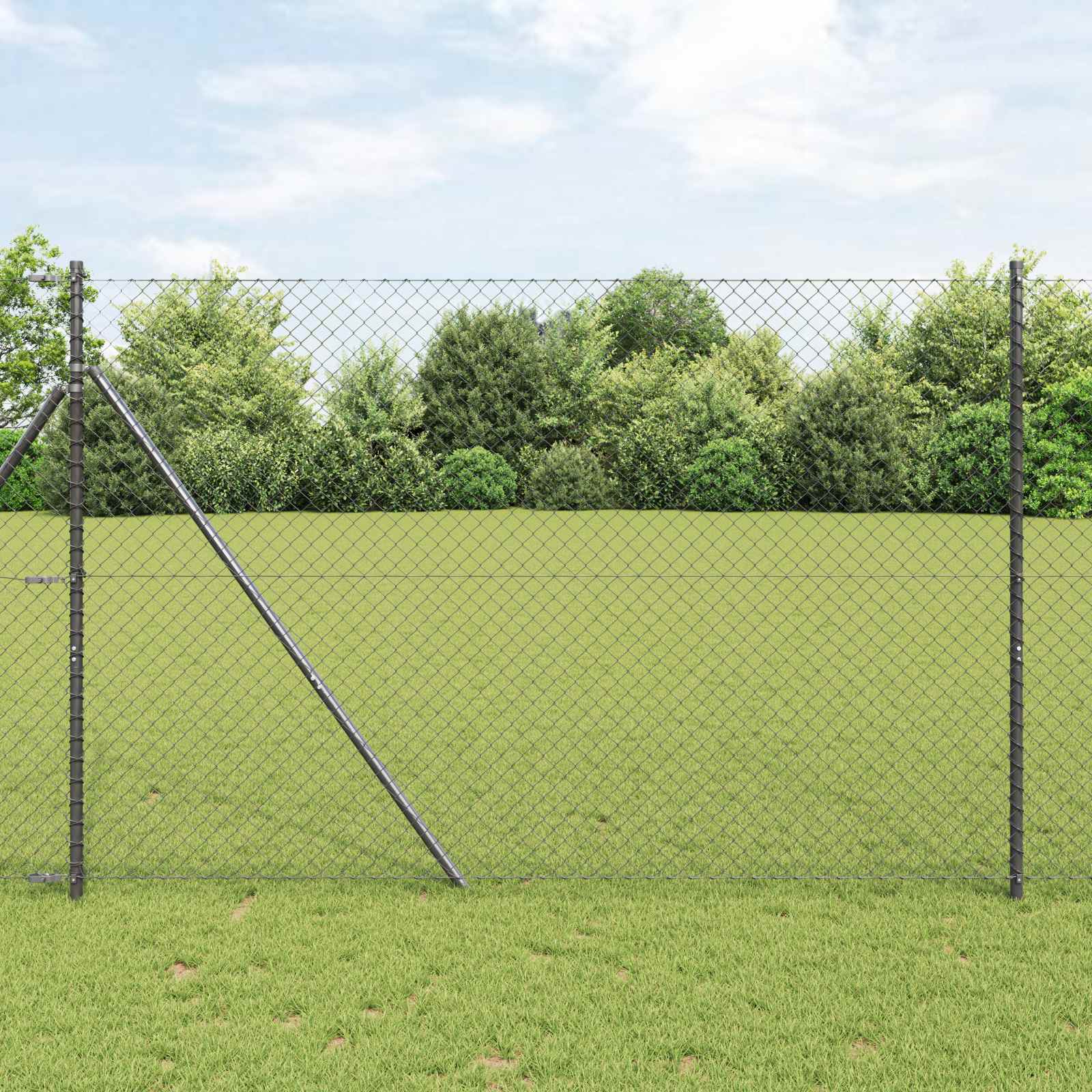 Maschendrahtzaun 25 x 1,6 m Stahl Grau