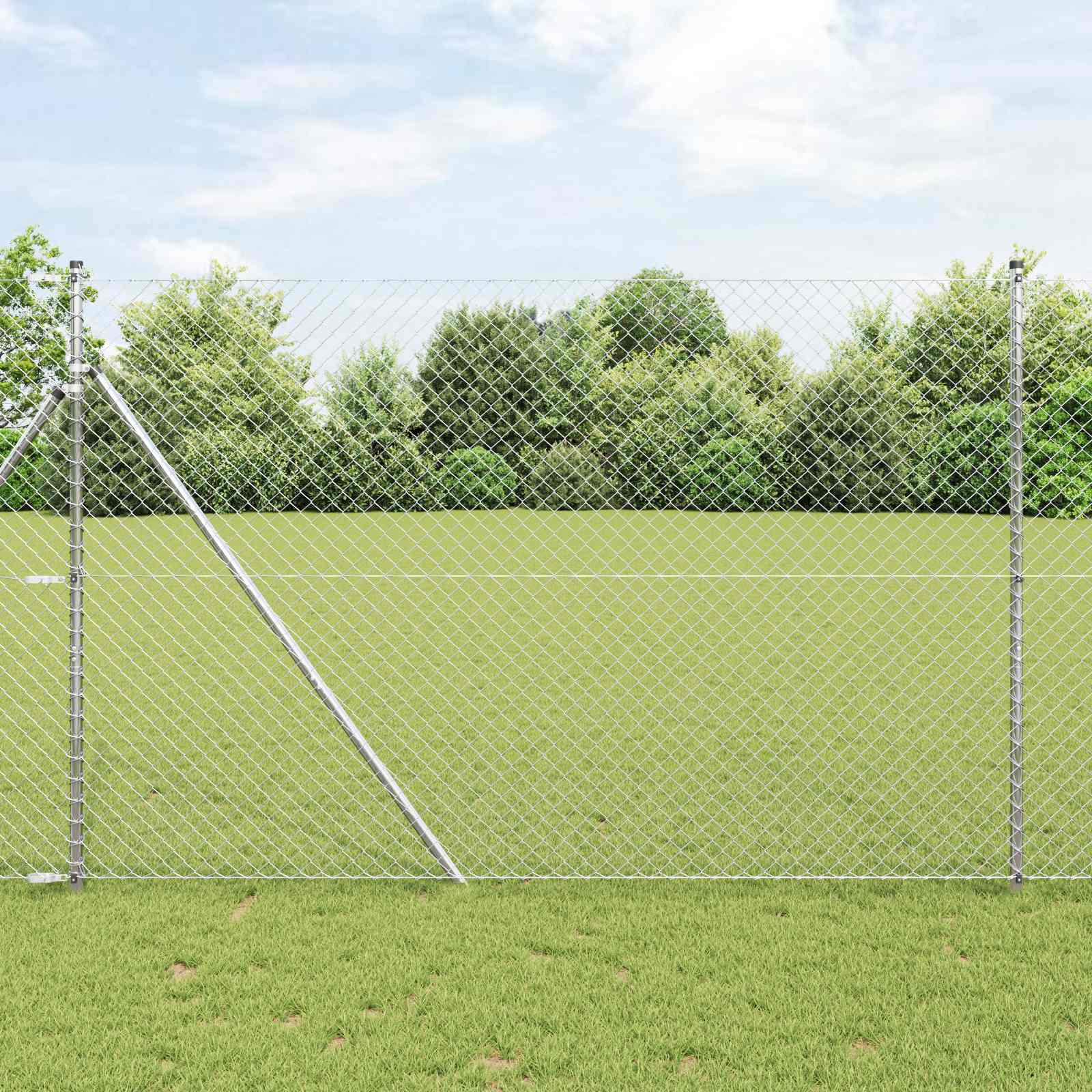 Maschendrahtzaun 10 x 1,6 m Verzinkter Stahl Silber