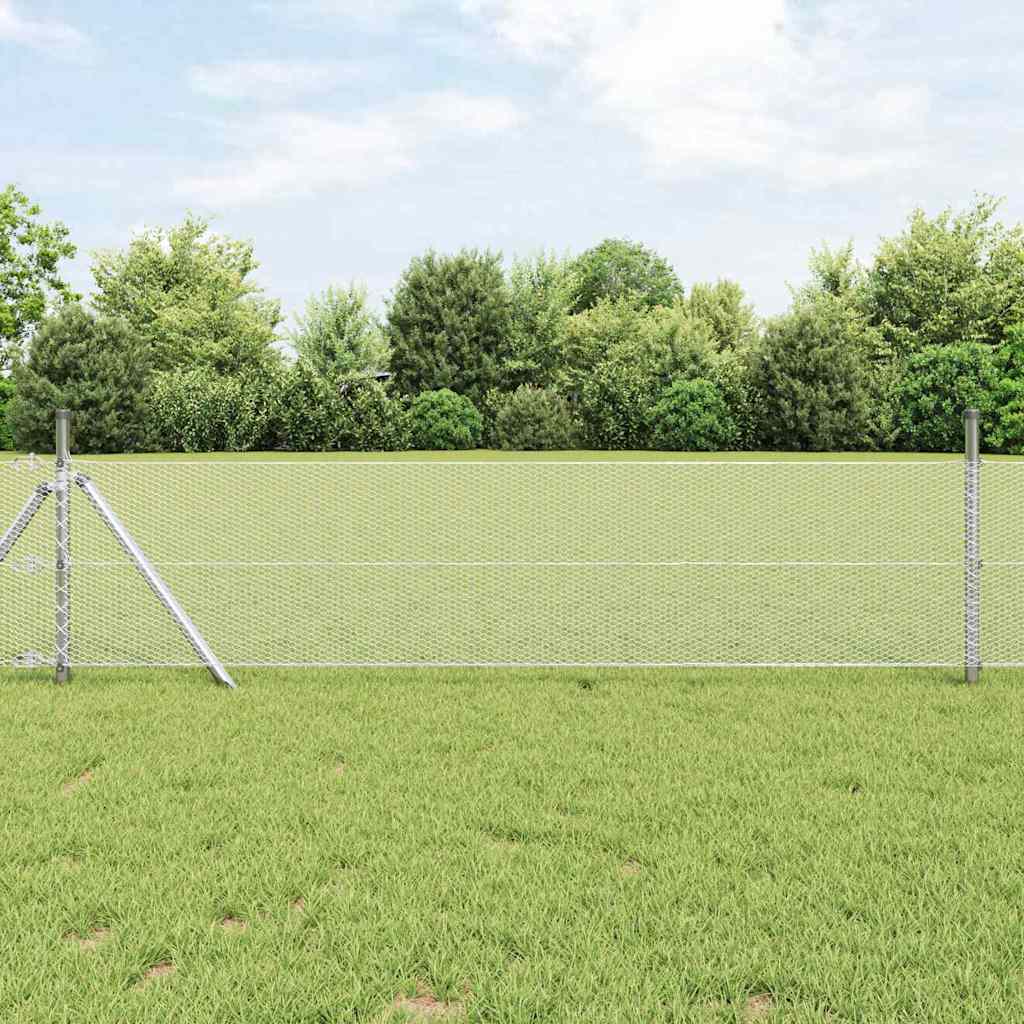 Schweißgitterzaun 0,8 x 25 m Verzinkter Stahl Silber