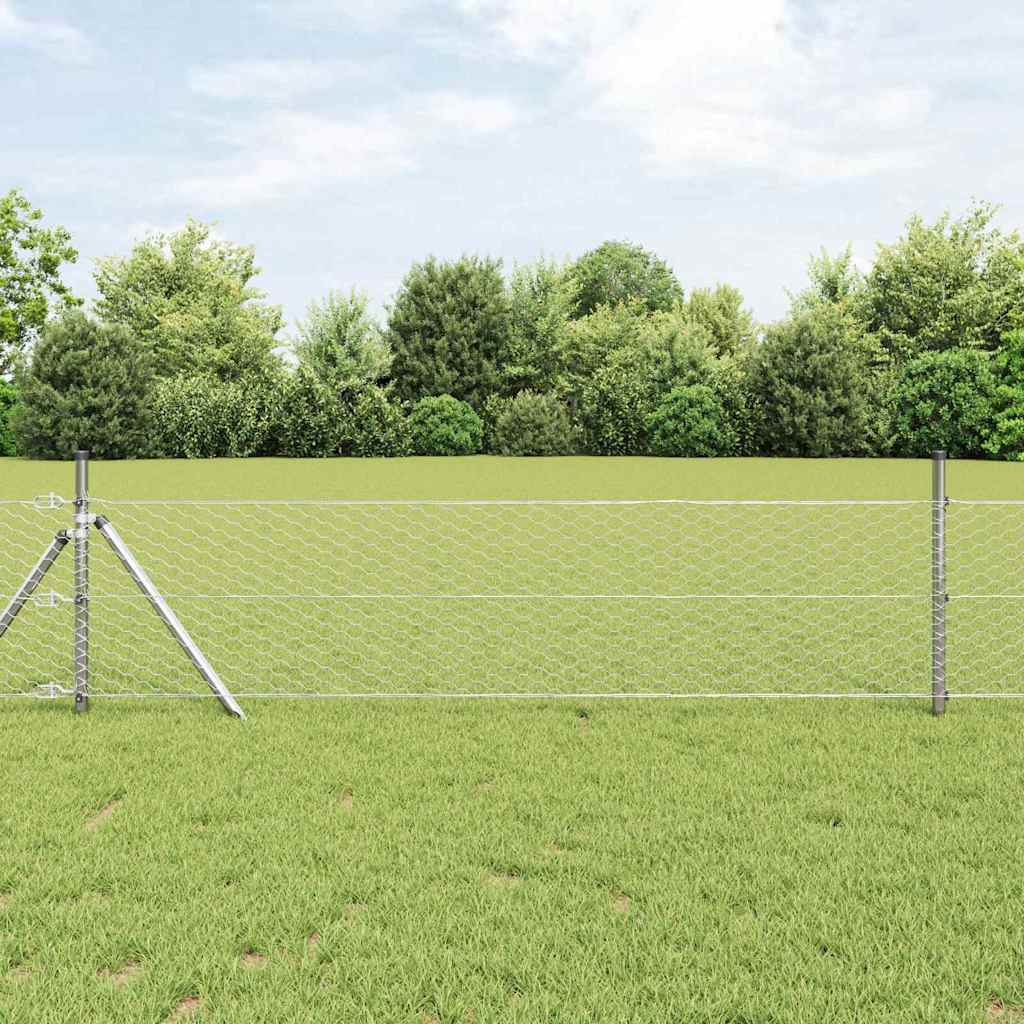 Schweißgitterzaun 0,8 x 25 m Verzinkter Stahl Silber