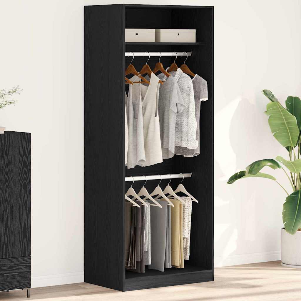 Kleiderschrank Schwarz Eichen-Optik 80 x 50 x 200 cm