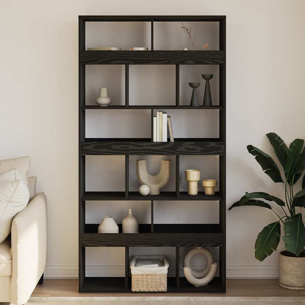 Bücherregal 15 Ebenen 100 x 33 x 187,5 cm Schwarz Eichen-Optik