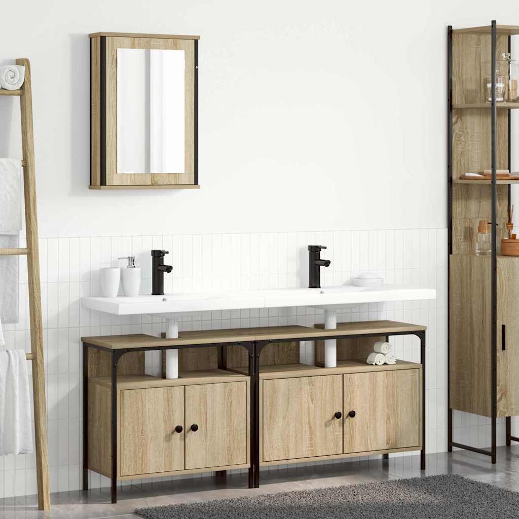 Badezimmermöbel-Set 3 Stk. Braun 80 x 30 x 60 cm Holzwerkstoff