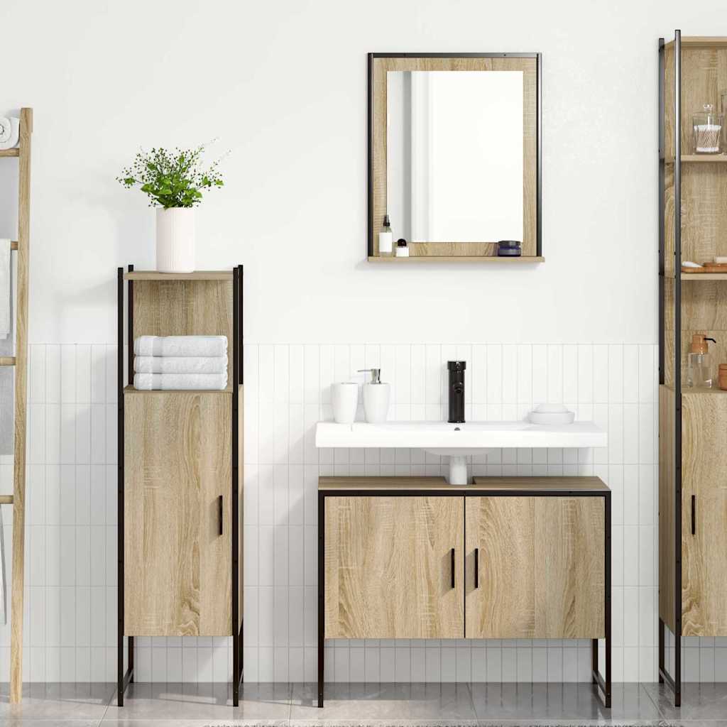 Badezimmermöbel-Set 3 stk. Braun 33 x 33 x 120,5 cm
